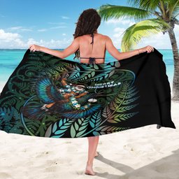 New Zealand Christmas Sarong Santa Riding Tui Bird Silver Fern