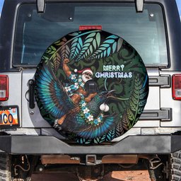 New Zealand Christmas Spare Tire Cover Santa Riding Tui Bird Silver Fern