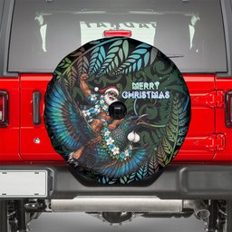 New Zealand Christmas Spare Tire Cover Santa Riding Tui Bird Silver Fern