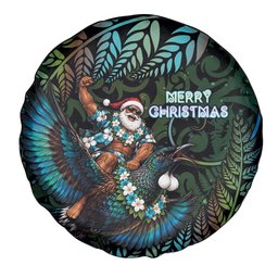 New Zealand Christmas Spare Tire Cover Santa Riding Tui Bird Silver Fern