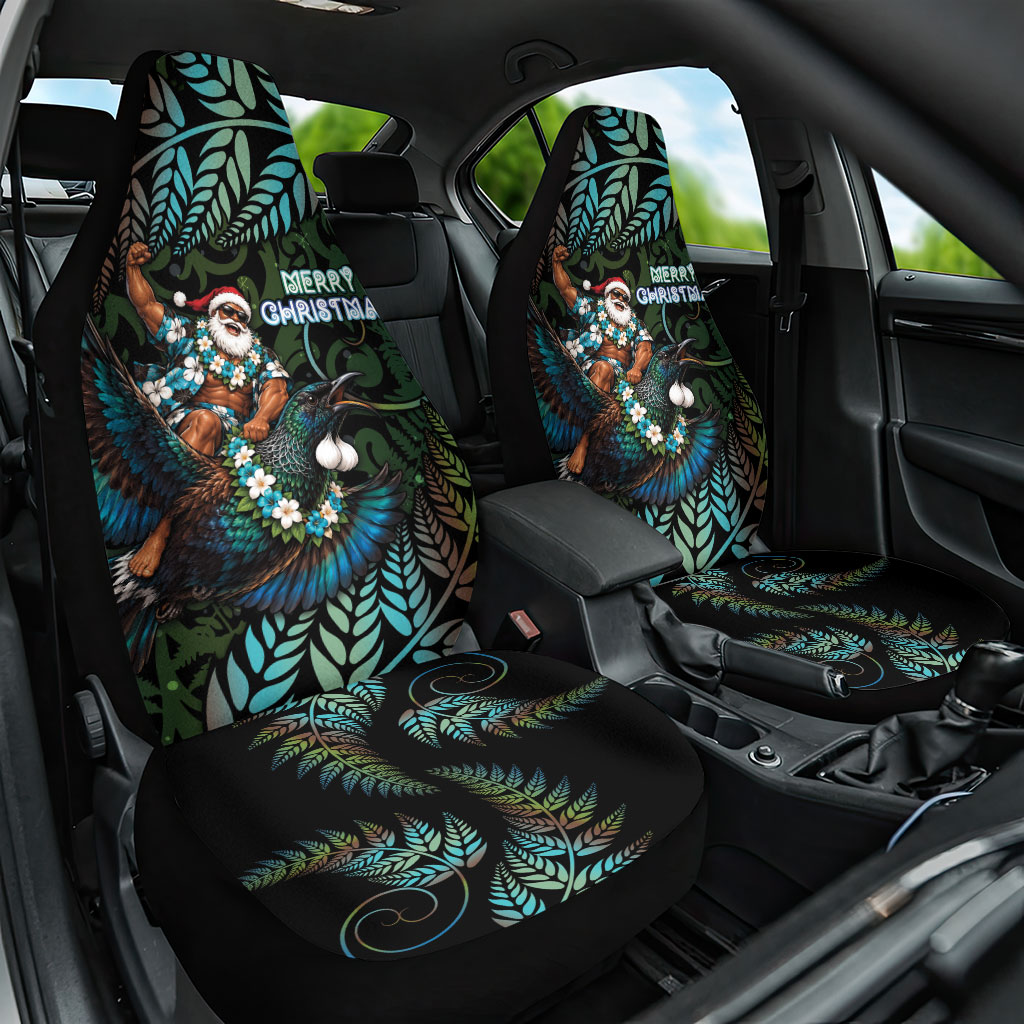 New Zealand Christmas Car Seat Cover Santa Riding Tui Bird Silver Fern