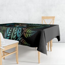 New Zealand Christmas Tablecloth Santa Riding Tui Bird Silver Fern