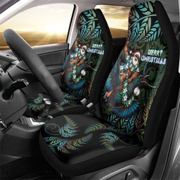 New Zealand Christmas Car Seat Cover Santa Riding Tui Bird Silver Fern