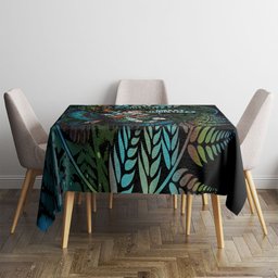 New Zealand Christmas Tablecloth Santa Riding Tui Bird Silver Fern