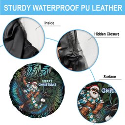 New Zealand Christmas Spare Tire Cover Santa Riding Tui Bird Silver Fern