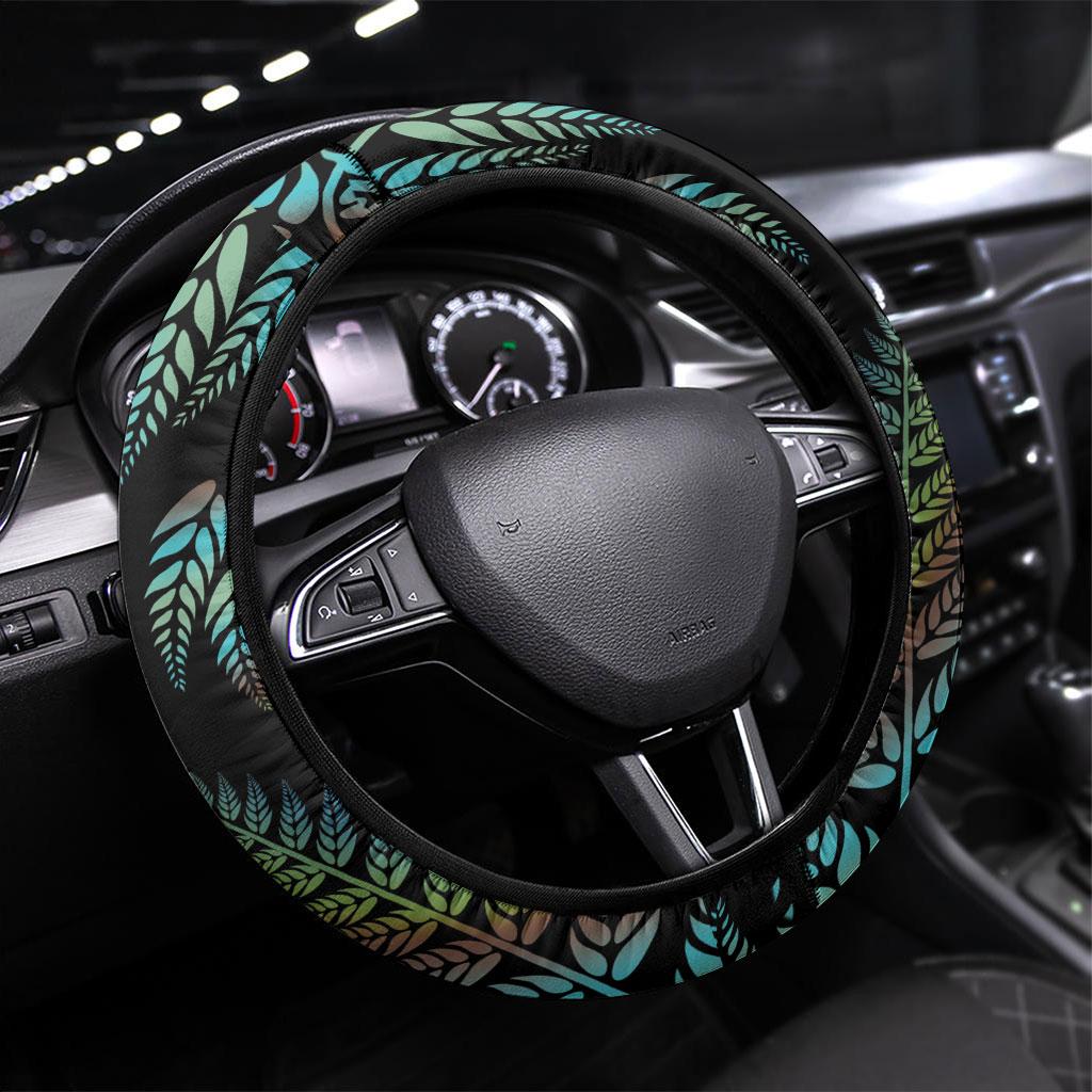 New Zealand Christmas Steering Wheel Cover Santa Riding Tui Bird Silver Fern