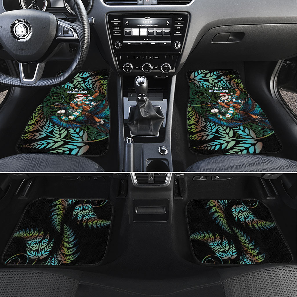 New Zealand Christmas Car Mats Santa Riding Tui Bird Silver Fern