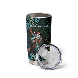 New Zealand Christmas Tumbler Cup Santa Riding Tui Bird Silver Fern