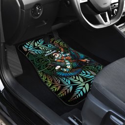 New Zealand Christmas Car Mats Santa Riding Tui Bird Silver Fern