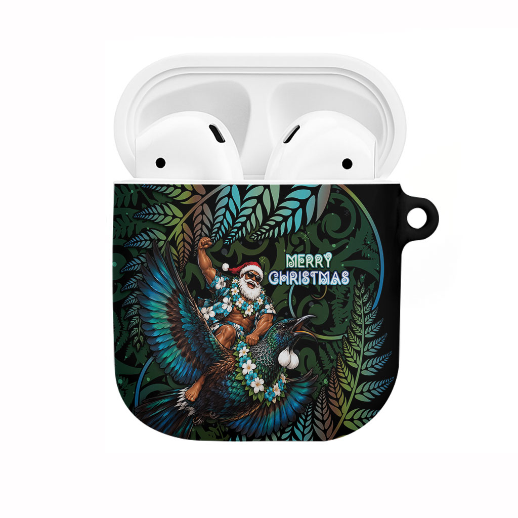 New Zealand Christmas AirPods Case Santa Riding Tui Bird Silver Fern