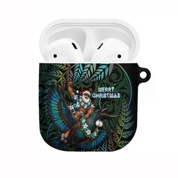 New Zealand Christmas AirPods Case Santa Riding Tui Bird Silver Fern