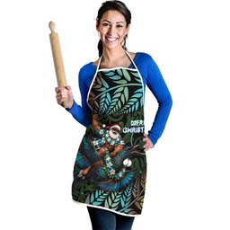 New Zealand Christmas Apron Santa Riding Tui Bird Silver Fern