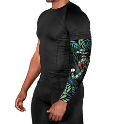 New Zealand Christmas Arm Sleeves Santa Riding Tui Bird Silver Fern