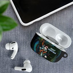 New Zealand Christmas AirPods Case Santa Riding Tui Bird Silver Fern