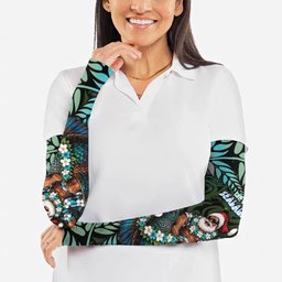 New Zealand Christmas Arm Sleeves Santa Riding Tui Bird Silver Fern