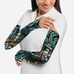 New Zealand Christmas Arm Sleeves Santa Riding Tui Bird Silver Fern