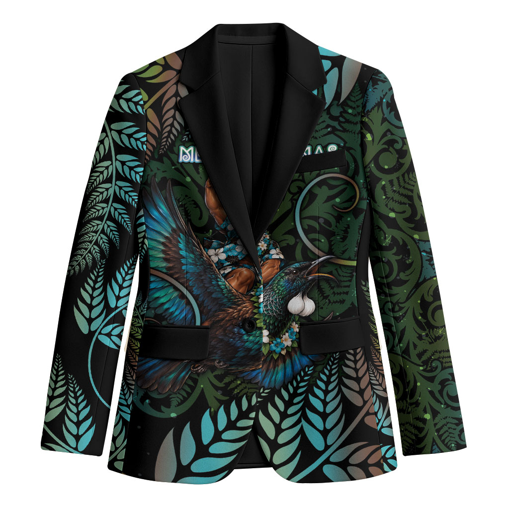 New Zealand Christmas Blazer Santa Riding Tui Bird Silver Fern
