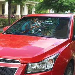 New Zealand Christmas Auto Sun Shade Santa Riding Tui Bird Silver Fern