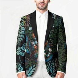 New Zealand Christmas Blazer Santa Riding Tui Bird Silver Fern