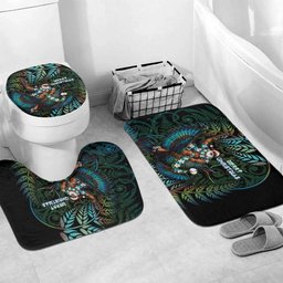 New Zealand Christmas Bathroom Set Santa Riding Tui Bird Silver Fern