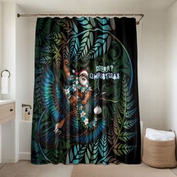 New Zealand Christmas Bathroom Set Santa Riding Tui Bird Silver Fern