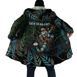 New Zealand Christmas Cloak Santa Riding Tui Bird Silver Fern