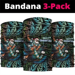 New Zealand Christmas Neck Gaiter Santa Riding Tui Bird Silver Fern