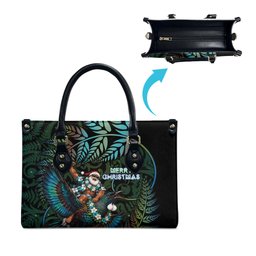 New Zealand Christmas Leather Bag Santa Riding Tui Bird Silver Fern