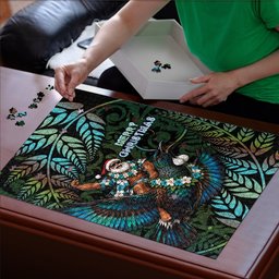 New Zealand Christmas Puzzle Santa Riding Tui Bird Silver Fern