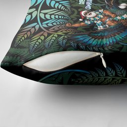 New Zealand Christmas Pillow Cover Santa Riding Tui Bird Silver Fern