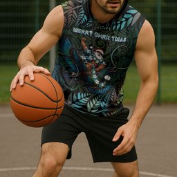 New Zealand Christmas Sleeveless Hoodie Santa Riding Tui Bird Silver Fern