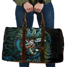 New Zealand Christmas Travel Bag Santa Riding Tui Bird Silver Fern