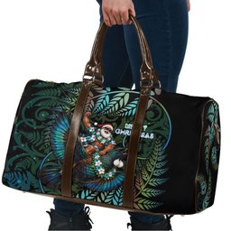 New Zealand Christmas Travel Bag Santa Riding Tui Bird Silver Fern