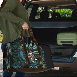 New Zealand Christmas Travel Bag Santa Riding Tui Bird Silver Fern