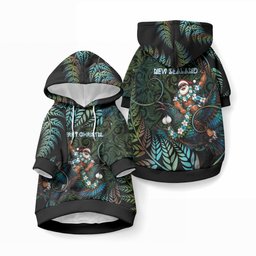 New Zealand Christmas Pet Hoodie Santa Riding Tui Bird Silver Fern