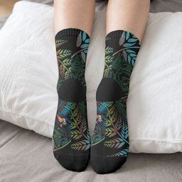 New Zealand Christmas Crew Socks Santa Riding Tui Bird Silver Fern