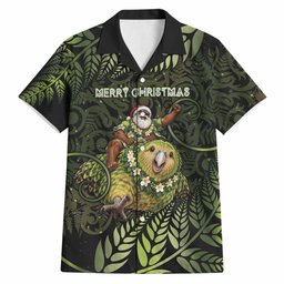 New Zealand Christmas Hawaiian Shirt Santa Riding Kakapo Bird Silver Fern