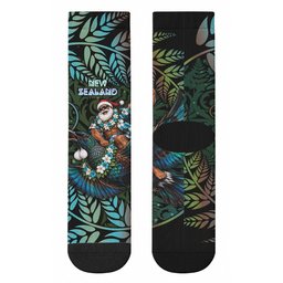 New Zealand Christmas Crew Socks Santa Riding Tui Bird Silver Fern
