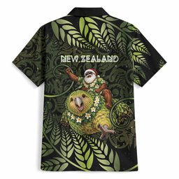 New Zealand Christmas Hawaiian Shirt Santa Riding Kakapo Bird Silver Fern