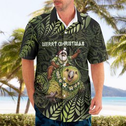 New Zealand Christmas Hawaiian Shirt Santa Riding Kakapo Bird Silver Fern