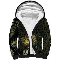 New Zealand Christmas Sherpa Hoodie Santa Riding Kakapo Bird Silver Fern