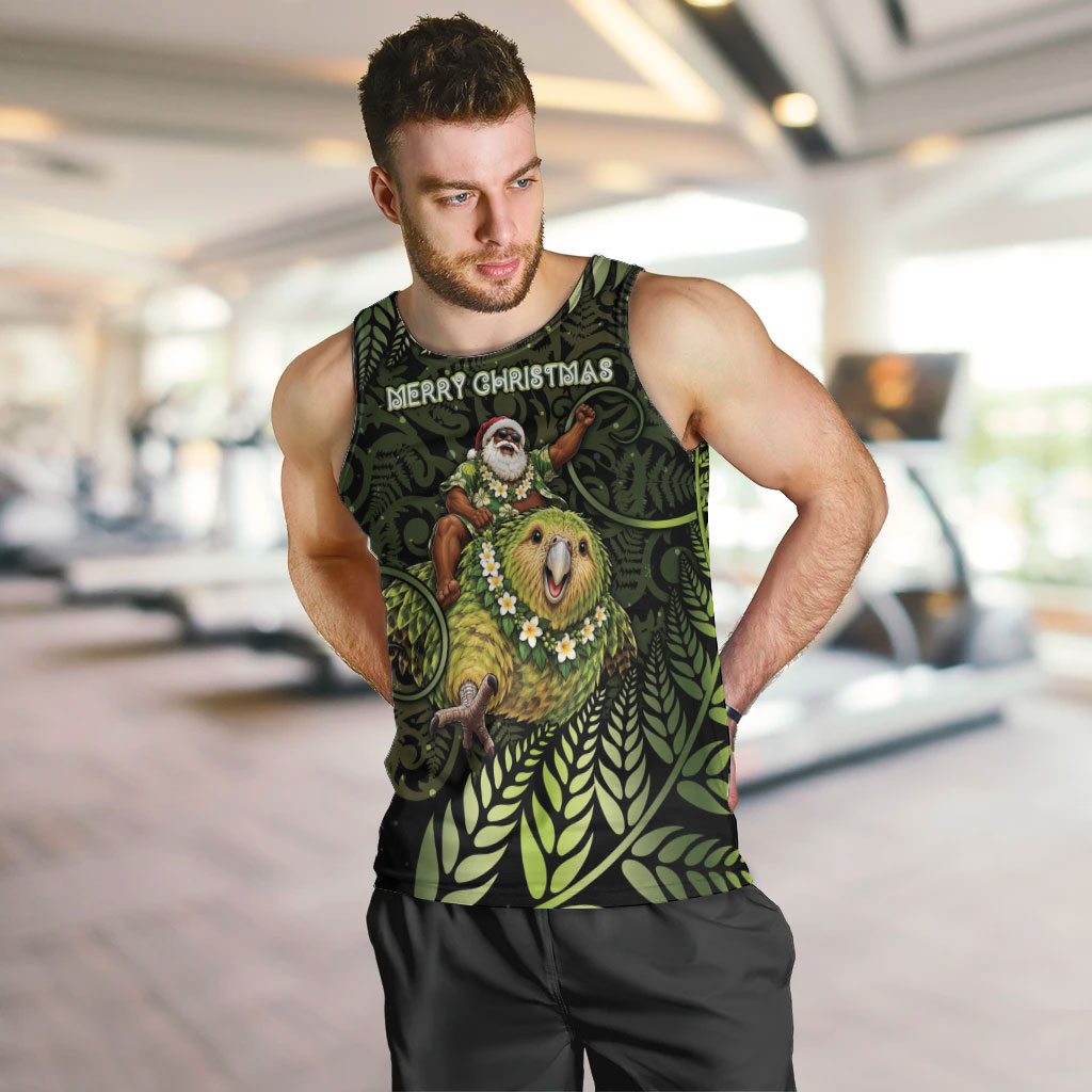 New Zealand Christmas Men Tank Top Santa Riding Kakapo Bird Silver Fern
