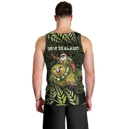 New Zealand Christmas Men Tank Top Santa Riding Kakapo Bird Silver Fern