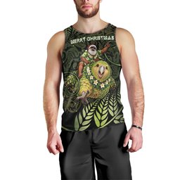 New Zealand Christmas Men Tank Top Santa Riding Kakapo Bird Silver Fern