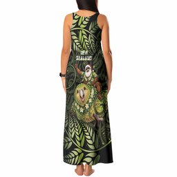 New Zealand Christmas Tank Maxi Dress Santa Riding Kakapo Bird Silver Fern