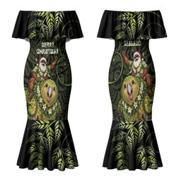 New Zealand Christmas Family Matching Mermaid Dress and Hawaiian Shirt Santa Riding Kakapo Bird Silver Fern