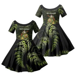 New Zealand Christmas Family Matching Mermaid Dress and Hawaiian Shirt Santa Riding Kakapo Bird Silver Fern