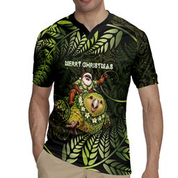 New Zealand Christmas Rugby Jersey Santa Riding Kakapo Bird Silver Fern