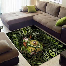 New Zealand Christmas Area Rug Santa Riding Kakapo Bird Silver Fern