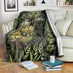 New Zealand Christmas Blanket Santa Riding Kakapo Bird Silver Fern